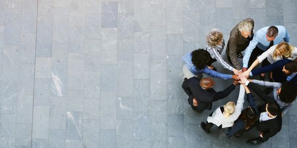 Diverse business team collaborating